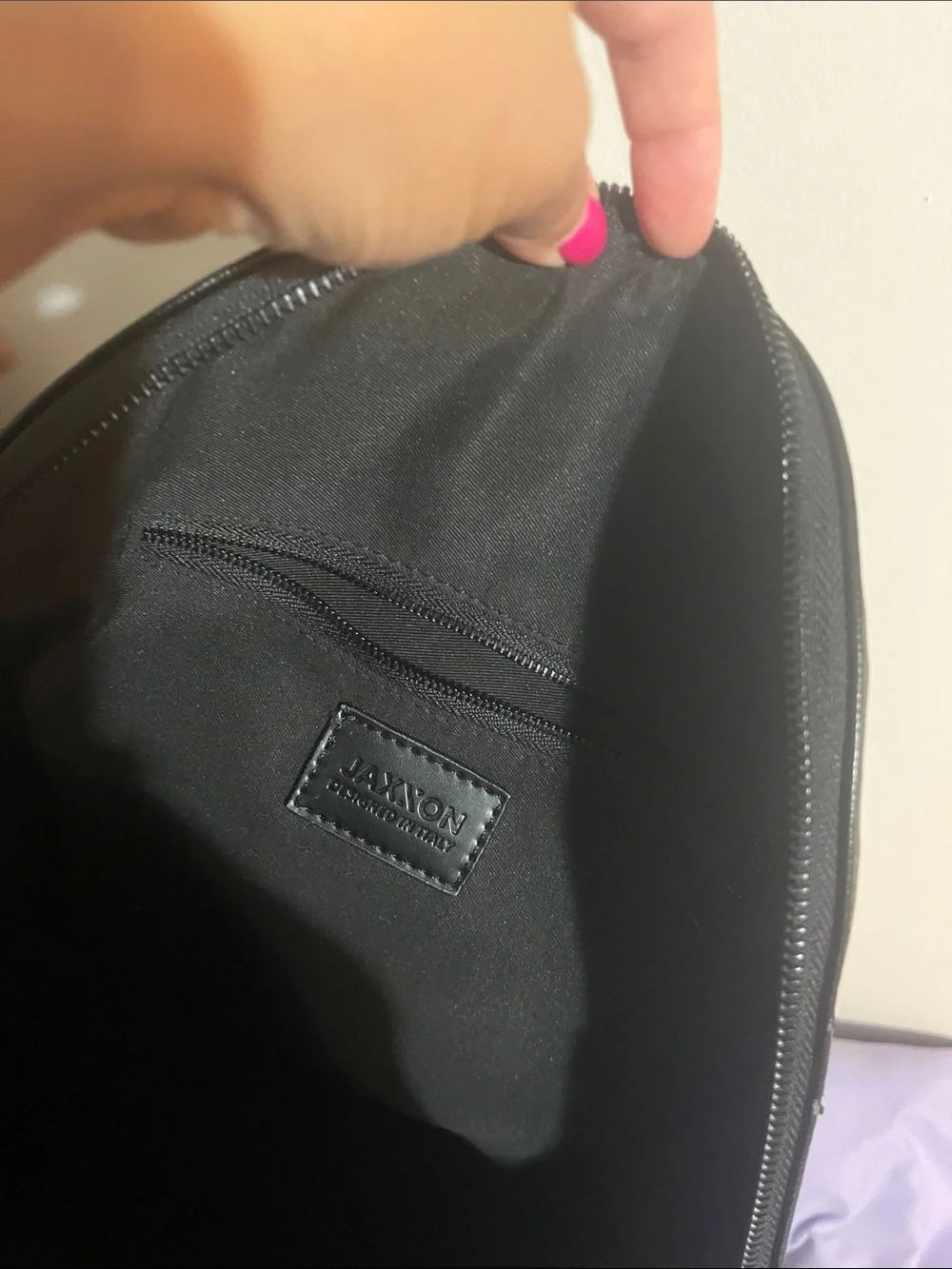 JAXXON LUXURY BLACK FAUX LEATHER BACKPACK DESIGNED IN ITALY